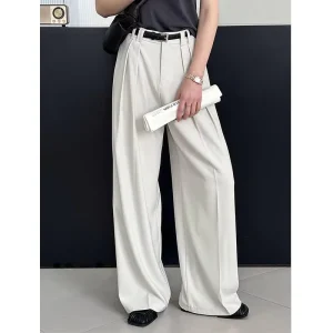 Spring New High Waist Women Pants Blank Workout Slimming and Draping Feel Loose Retro High End Casual Women’s Pants