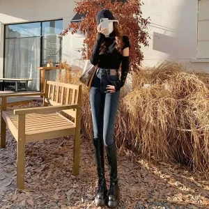 Spring New Jeans Women’s Korean Edition High Waist Straight Leg Pants Versatile Slimming Pants