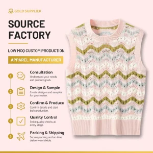 Spring Summer Ladies Hollow Wave Stripe Knit Sleeveless Top Crew Neck Lightweight Cropped Knit Vest 3 Colorways Custom Low MOQ