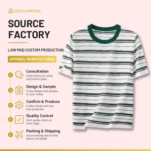 Spring Summer Ladies Thin Striped T Shirt Contrast Color Rib Collar Short Sleeve Breathable Loose Knit Top Custom Low MOQ