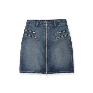 Spring Summer New Women’s Casual Zipper Design Retro Knee Skirt Lady Mid Waist Denim Skirts Standard Fit Jeans Vestidos