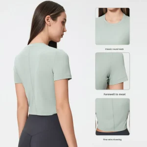 Spring Summer Solid Color Front Mid-Line Split Yoga Wear Lightweight Four-Way Stretch Quick Dry Fashionable