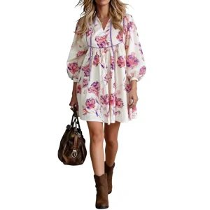 Spring/Summer Sweet Polyester Dresses Best-Selling Fashionable European American Women’s Loose-Fitting E-commerce