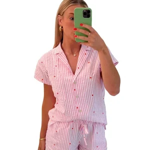 Spring Women’s Loungewear & Sleepwear Casual One Set Polyester Striped Above Knee with Pockets for Outdoor Wear