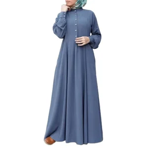 Spring and Autumn Leisure National Style Retro Women’s Cardigan Round Neck Large Swing Dress 20 0270