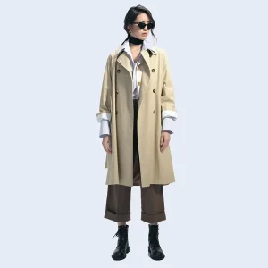 Spring and Autumn Women’s Fashion Casual Pure Color Classic Trench Coats