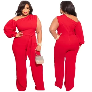 Spring and Summer Plus Size Women’s Jumpsuits Fashionable Personality Sports Pants Casual Wide Leg Lace Up Women’s Pants