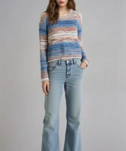 Stable Quality ODM & OEM Winter New Fashion Soft Loose Knitted Top Women’s Gradient Stripe Pullover Sweater