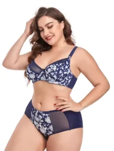 Steel Ring Lace Ladies Plus Size Underwear Bra Set European and American Ladies Thin Plus Size Underwear