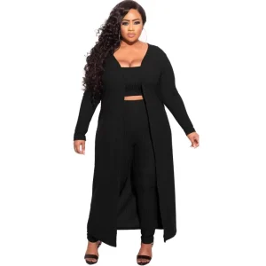 Stock Autumn and Winter Plus Size Women Clothing Solid Women’s 3 piece Casual Set