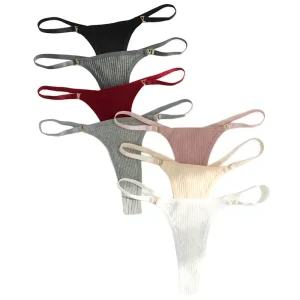 Strap Waist Women’s Cotton Nude Low-Rise Solid Knitted Breathable Everyday Hipster Panties