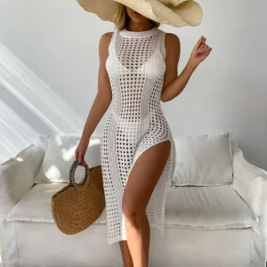 Stylish Round Neck Knitted Cardigan Beach Cover up Swimsuit Women’s Dress Women’s Knitted Dress