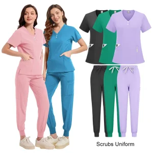 Stylish Slim Fit Nurse Uniform Breathable Comfort Scrub Suit For Healthcare Hospital Use