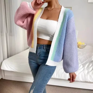 Stylish Women Lazy Knit Cardigan Style Long Sleeved Shirt Top Sweater