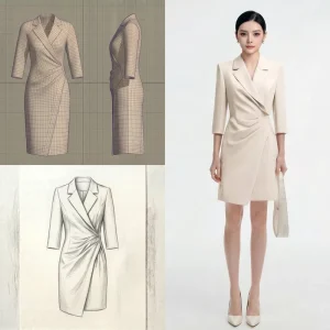 Suit Dress Women’s Professional Skirt Regular Sleeve Small Commuter Dress OL Straight Knee Length