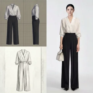 Suit Set Commuter Style Formal Collar Women’s Summer Business Wear Wide Leg Pants Two-Piece Quick-Dry High-Level Temperament