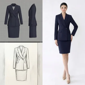 Suit Set Navy Blue Regular Fit Solid Formal Women’s High-End Professional Breathable Quick Dry Polyester Hotel Reception
