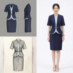 Suit Set Professional Dress Women’s Spring Summer Thin Temperament Formal Occasion Navy Blue Regular Sleeve Interview