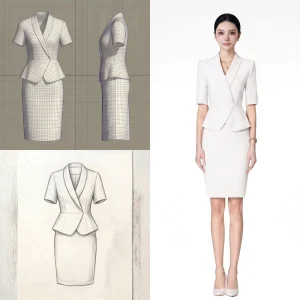 Suit Set White Women’s High-End Professional for Beauty Salon Reception and Senior Beauticians