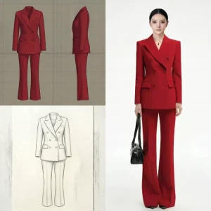 Suit Set Women’s Formal Two-Piece Business Suit for Annual Conference Polyester Quick Dry Bell Bottoms