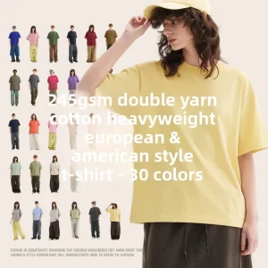 Summer AG602 245g Knitted Double Yarn Pure Cotton Vintage American Style Short Sleeve O Neck Trendy Brand Loose Fit T Shirt