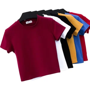 Summer Baby Tee Crop Tops Tee Shirt Sexy Thin Blank Shirt for Woman Breathable High Quality Plain T-shirt