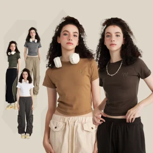 Summer Baby Tee Y2k Crop Tops Tee Shirt Sexy Thin Blank Shirt for Woman 100% Cotton Breathable High Quality Plain T shirt