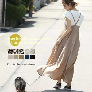 Summer Casual Spaghetti Strap Chiffon Maxi Dress Women A-Line Flowy Long Dress for Beach Daily Vacation