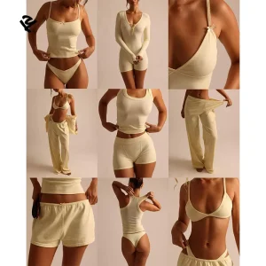 Summer Clothes for Women Custom Lounge Wear Sets Women Cotton Ribbed Tank Top and Shorts Two Piece Loungewear Women Sets