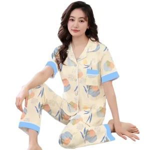 Summer Collection Women’s Short sleeve Long pants Lightweight Fashionable Loungewear