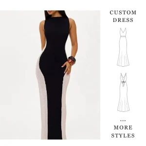 Summer Custom Elegant Women’s Casual Long Dresses Ladies Beach Skirts Lace Sequins Button Decorations Sweet Style Natural