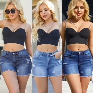 Summer European American Women’s High-Waist Casual Stretch Denim Shorts Slim-Fit Inspired Spice Girls Skinny Straight Style