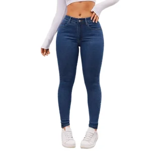 Summer European and American Style Denim Pant Women’s High Waist Stretch Skinny Jeans Plus Size Slim Pencil Pants