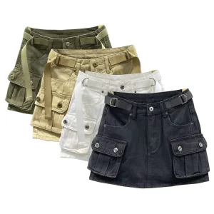 Summer Fashion Short Mini Denim Skirt for Lady Women’s Skirt With Pockets