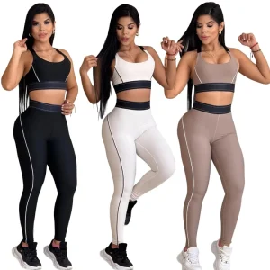 Summer High Waist Hip Lift Abdomen Compression Fitness Suit High Elastic Sports Bra + Leggings 2-Piece Running Yoga Set