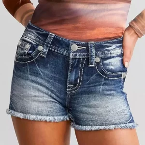 Summer High Waisted Women’s Casual Denim Shorts Skinny Fit Elastic Women’s Hot Shorts