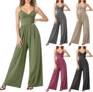 Summer Jumpsuits Sleeveless Bodysuits for Women Jumpsuits for Ladies V neck Rompers Women Jumpsuit Casual
