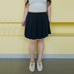 Summer Lace Sweet and Age Reducing Elastic Waist Plus Size Women’s Half Skirt Pleated Skirt