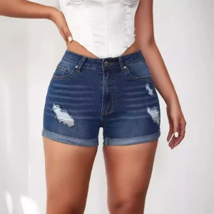 Summer Ladies Jeans Shorts Fashion High Waist Denim Pants Blue Women’s Summer Denim Shorts