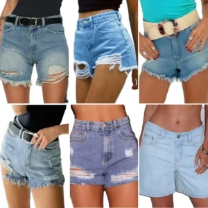 Summer Light Colored Women’s Casual Denim Shorts Fashionable Low Waist Sexy Spandex Cotton Washable Denim Shorts