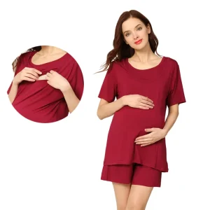Summer Maternity Clothing Pajamas Breastfeeding Nightwear Lactation Feeding Wear Loose Style for Pregnancy Clothes Big Size