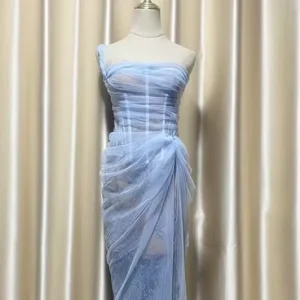 Summer Mesh Sleeveless Sexy Ruffle Dress Waist Slim Long Dress Elegant Party Club Wear