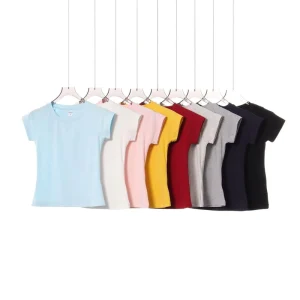 Summer Minimalist Women’s Crop Top with Raglan Sleeve Solid Color Slim Fit Casual All Match Tee for Daily Wear