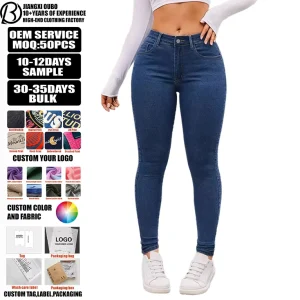 Summer New European and American Style Denim Pant Women’s High Waist Stretch Skinny Jeans Plus Size Slim Pencil Pants