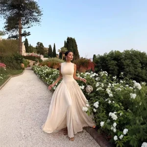 Summer New Fashionable Round Neck Sleeveless Temperament Elegant Slim Fit Women’s Dress