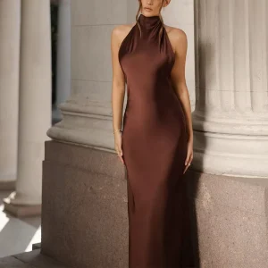 Summer New Fashionable and Sexy Satin Backless Temperament Women’s Dress