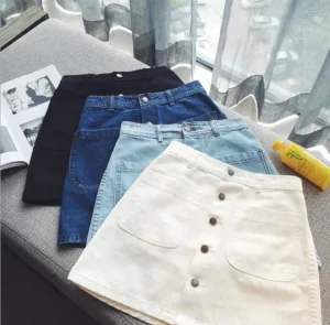 Summer New Korean Version of Women’s High waisted Denim Skirt Half length Skirt Women’s A skirt Women’s Dress