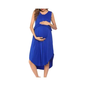 Summer Nursing Maternity Dress Vest Ladies Home Wear Nightdress Modal Rayon Maternity Dresses Casual Pleated Long Skirt