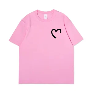 Summer Printed Heart-shaped Designer T-Shirt Round Neck for Couples 230g Heavy Weight Men Clothes Shirts for Women