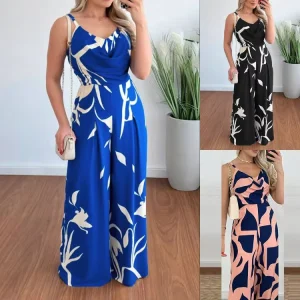 Summer Rompers Women Jumpsuit Printed Casual Plus Size Wide Leg Jumpsuit Elegant
